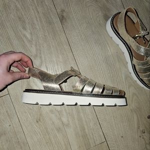 Anthropologie fisherman sandals gold